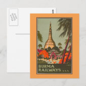 Birma-Myanmar-Tempel | Vintage Travel Poster Postkarte (Vorne/Hinten)