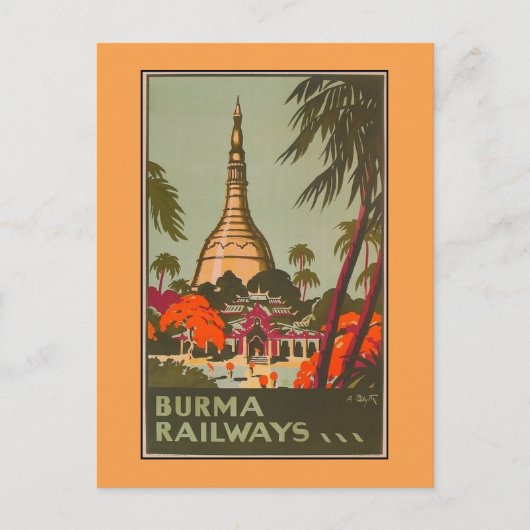 Birma-Myanmar-Tempel | Vintage Travel Poster Postkarte (Vorderseite)