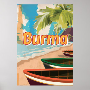 Birma Vintages Urlaubsposter Poster