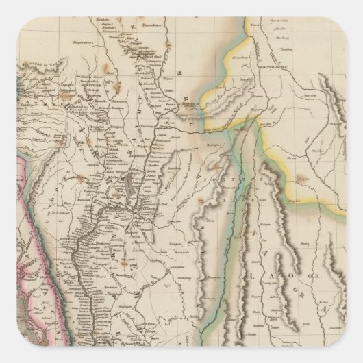 Birmah, Anam, Siam, Thailand Quadratischer Aufkleber (Vorderseite)
