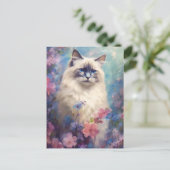 Birman Cat Aquarell-Blume Postkarte (Stehend Vorderseite)