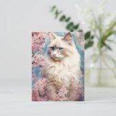 Birman Cat Blume Postkarte (Stehend Vorderseite)