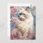 Birman Cat Blume Postkarte (Vorne/Hinten)