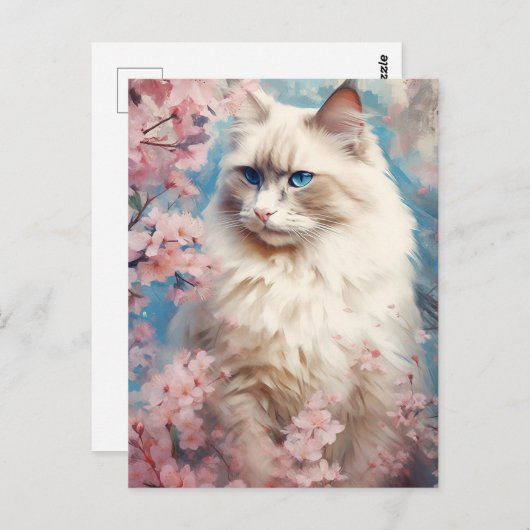 Birman Cat Blume Postkarte (Vorne/Hinten)