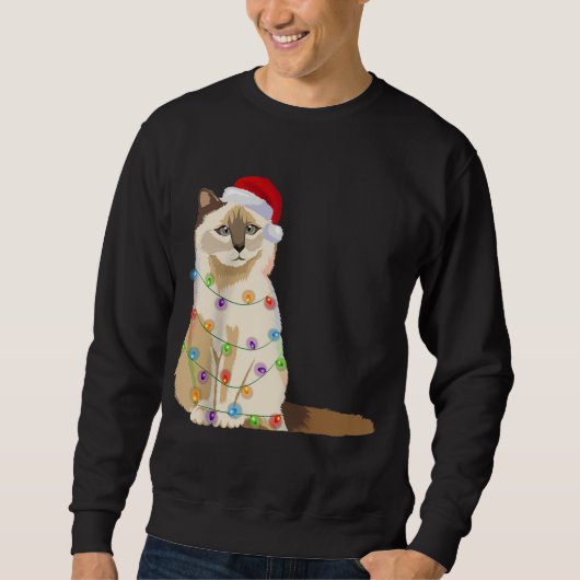 Birman Cat Christmas Lights Xmas Cat Lover Santa H Sweatshirt (Vorderseite)