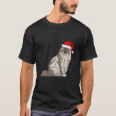 Birman Cat Christmas Santa Hat Xmas Lights Cat Lov T-Shirt (Vorderseite)