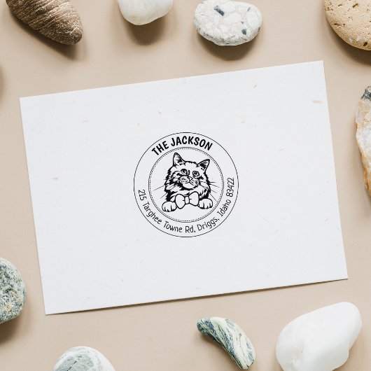 Birman Cat Family Rücksendeadresse Gummistempel