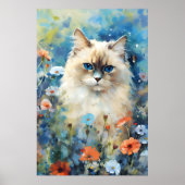 Birman Cat farbige Aquarellbilder Poster (Vorne)