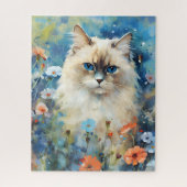 Birman Cat farbige Aquarellbilder Puzzle (Vertikal)