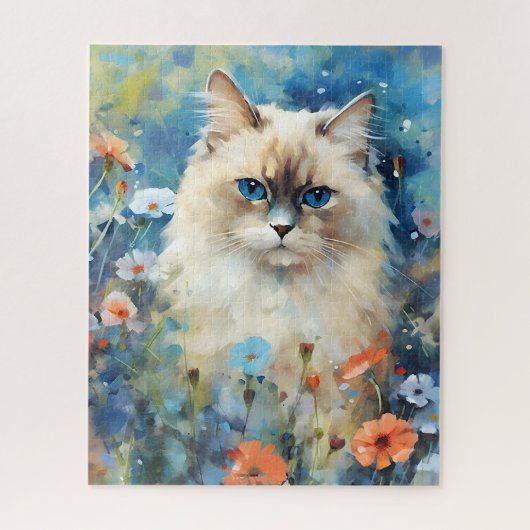 Birman Cat farbige Aquarellbilder Puzzle (Vertikal)