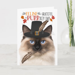 Birman Cat Feline Grateful for PURRkey Day Feiertagskarte