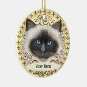 Birman Cat Fleur De Lis  Keramik Ornament (Rechts)