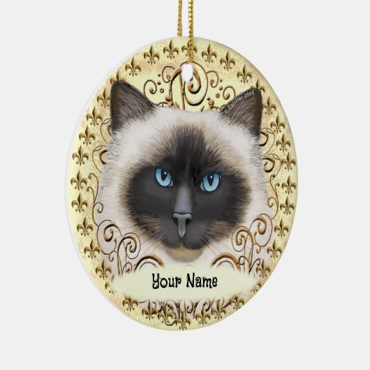 Birman Cat Fleur De Lis  Keramik Ornament (Rechts)