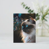 Birman Cat in Blumenöle Postkarte (Stehend Vorderseite)
