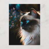 Birman Cat in Blumenöle Postkarte (Vorderseite)