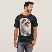 Birman Cat Japanese Cherry Blossom Floral Cat Bree T-Shirt (Vorne ganz)