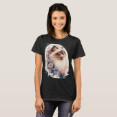 Birman Cat Japanese Cherry Blossom Floral Cat Bree T-Shirt (Vorne ganz)