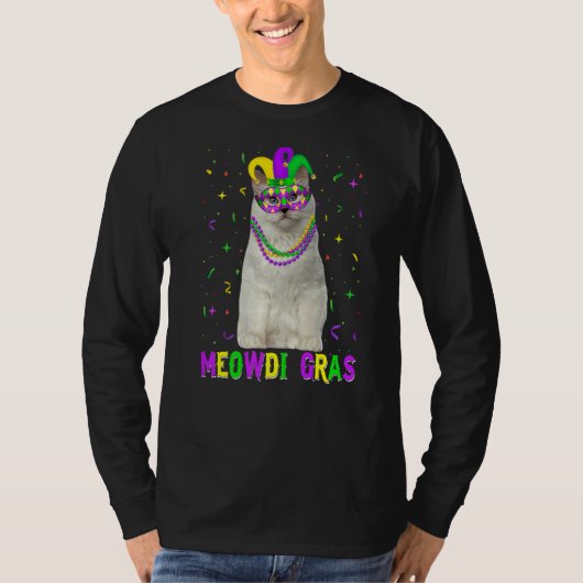 Birman Cat Meowdi Gras Mardi Gras Carnivals T-Shirt (Vorderseite)