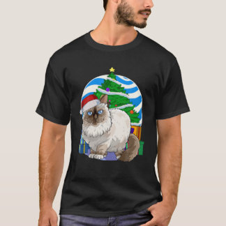Birman Cat Niedlich Santa Christmas Tree Dekoratio T-Shirt