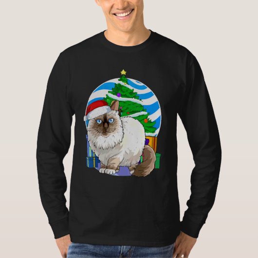 Birman Cat Niedlich Weihnachtsbaumdekor T-Shirt (Vorderseite)