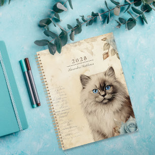 Birman Cat Personalisiert im Vintagen Stil Planer