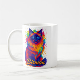 Birman Cat Pop Art - Vibrant Neon Rainbow Illustra Kaffeetasse