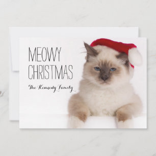 Birman Cat Santa Feiertagskarte