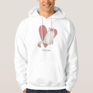 Birman Cat Watercolor Kitty Pink Herz Hoodie