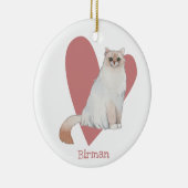 Birman Cat Watercolor Kitty Pink Herz Keramik Ornament (Rechts)