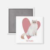 Birman Cat Watercolor Kitty Pink Herz Magnet (Vorderseite/Rückseite)