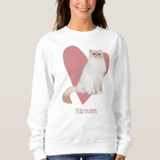 Birman Cat Watercolor Kitty Pink Herz Sweatshirt