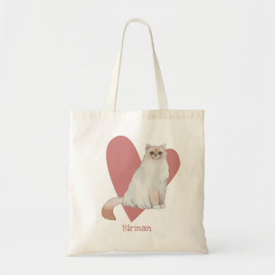 Birman Cat Watercolor Kitty Pink Herz Tragetasche