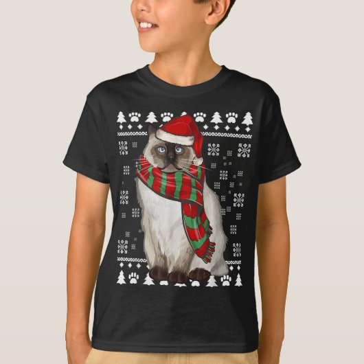 Birman Cat Weihnachtsmannmütze Weihnachten Weihnac T-Shirt (Vorderseite)