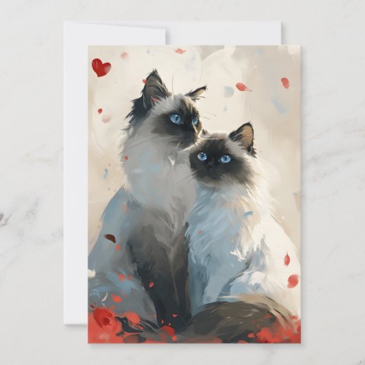 Birman Cats Valentinstag Feiertagskarte (Vorderseite)