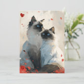 Birman Cats Valentinstag Feiertagskarte (Stehend Vorderseite)