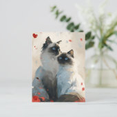 Birman Cats Valentinstag Postkarte (Stehend Vorderseite)