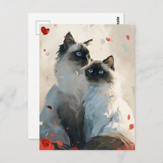 Birman Cats Valentinstag Postkarte (Vorne/Hinten)