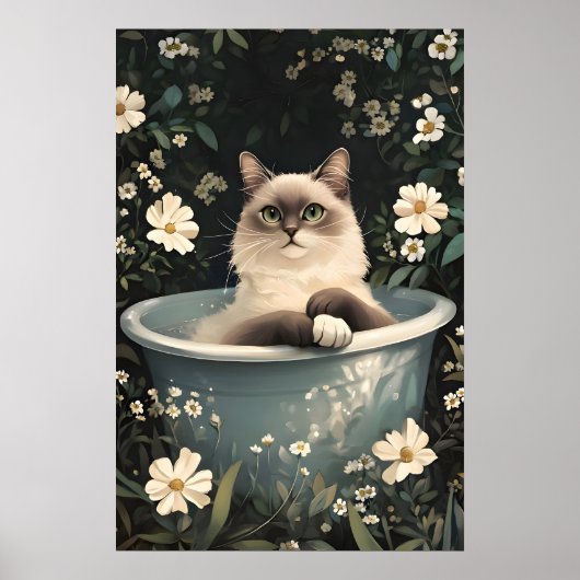 Birman In Bathtub Poster, Funny Cat Poster, Birman Poster (Vorne)