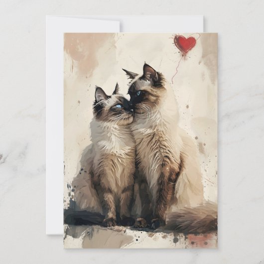 Birman Katzen Valentinstag Feiertagskarte (Vorderseite)