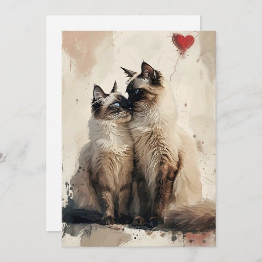 Birman Katzen Valentinstag Feiertagskarte (Vorne/Hinten)