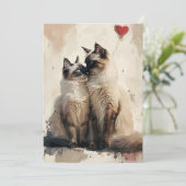 Birman Katzen Valentinstag Feiertagskarte (Stehend Vorderseite)