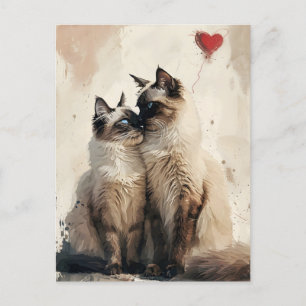 Birman Katzen Valentinstag Postkarte