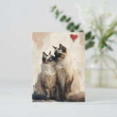 Birman Katzen Valentinstag Postkarte (Stehend Vorderseite)