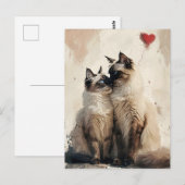 Birman Katzen Valentinstag Postkarte (Vorne/Hinten)