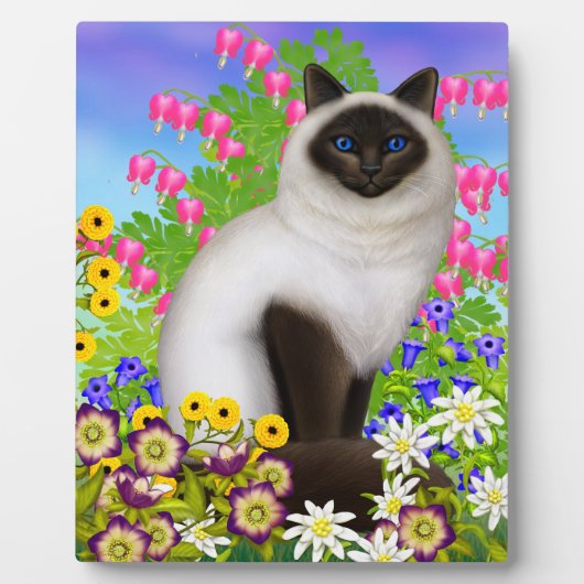 Birman Ragdoll Cat in Blume Plaque Fotoplatte (Vorderseite)