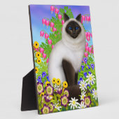 Birman Ragdoll Cat in Blume Plaque Fotoplatte (Seite)