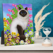 Birman Ragdoll Cat in Blume Plaque Fotoplatte (Seite)
