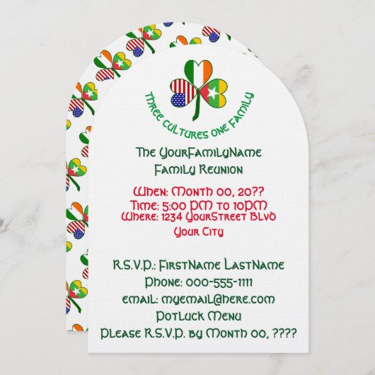 Birmanisch Irish American Kleeblatt Family Wieders Einladung (Vorne/Hinten)
