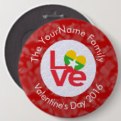 Birmanische Flagge Herzerrote LIEBE Button (Vorne & Hinten)