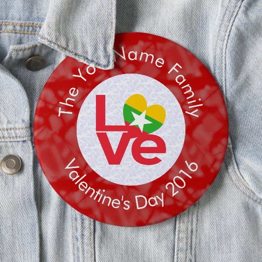 Birmanische Flagge Herzerrote LIEBE Button (Beispiel)